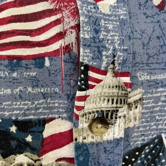 Cotton Traders Sport Patriotic Button Up Shirt Mt. Rushmore & Capitol Size XL - Picture 12 of 15